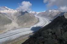 pohled na Aletschgletscher z cesty na Eggishorn